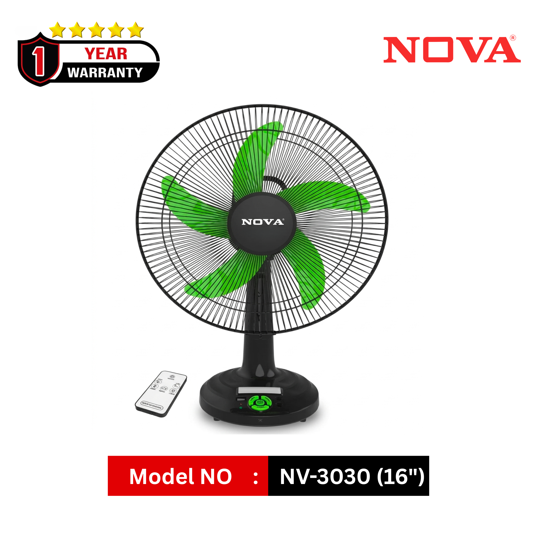 NOVA 16 Inch Rechargeable Table Fan NV-3030