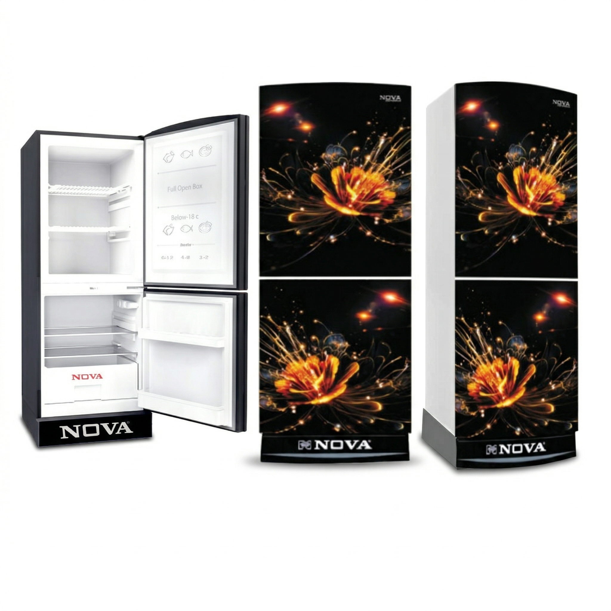 NOVA Glass Door Refrigerator 185L | NV-601 | Direct Cool | Energy Saving