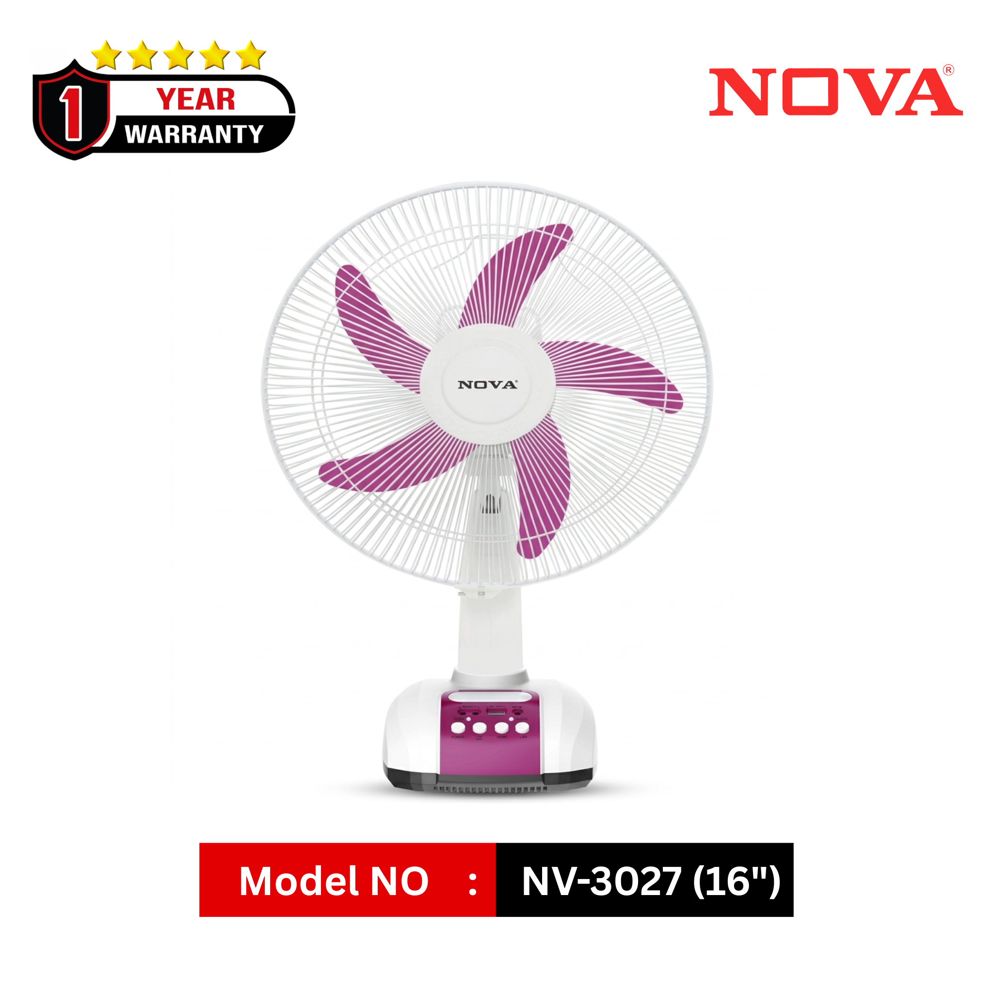 NOVA 16 Inch Rechargeable Table Fan NV-3027