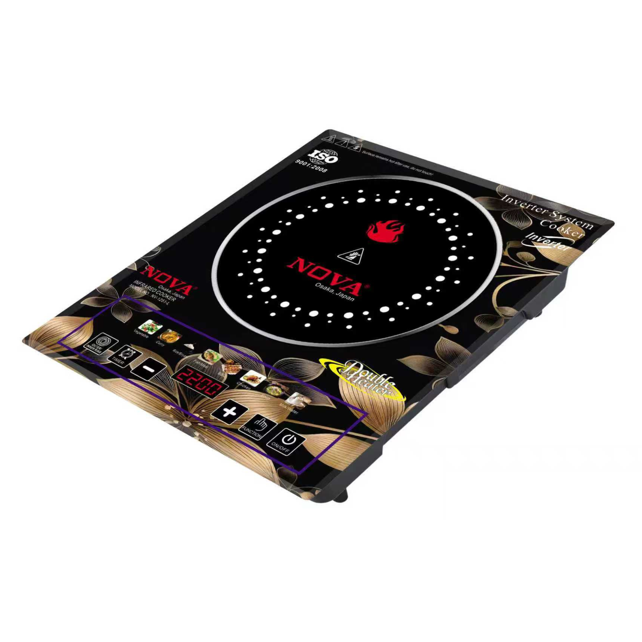 NOVA Infrared Cooker | NV-1251-L | 2500W Double Heater | Inverter Friendly | Touch Control